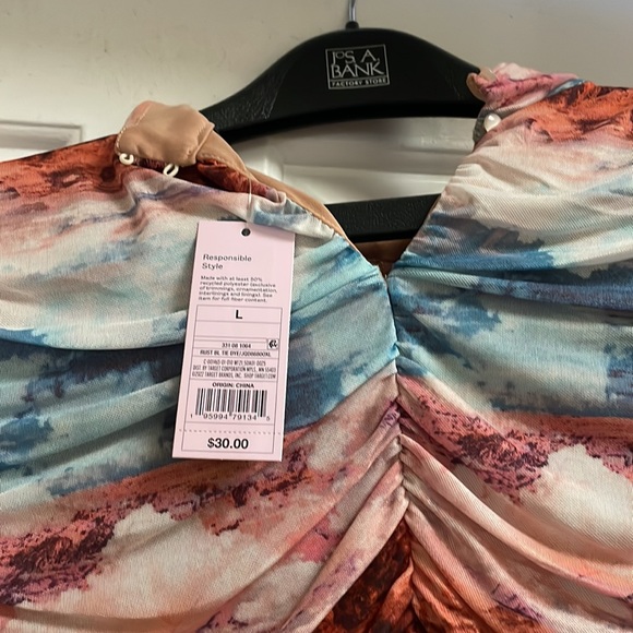 Wild Fable Multi colored Ruched Mini Dress Size L - Picture 4 of 6